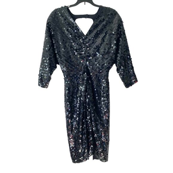 Vintage Silk Studio Morgan Taylor Black Evening Cocktail Dress size 8 V-Neck - Picture 1 of 10